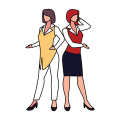cute businesswomen with various views, poses and gestures