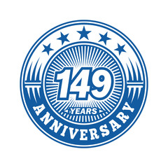 149 years logo. One hundred forty nine years anniversary celebration logo design. Vector and illustration.