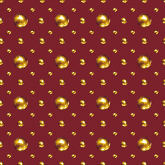 Red background with gold spheres.