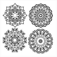 Circular pattern in form of mandala for Henna, Mehndi, tattoo, decoration. Decorative ornament in ethnic oriental style. Coloring book page.