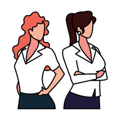 cute businesswomen with various views, poses and gestures