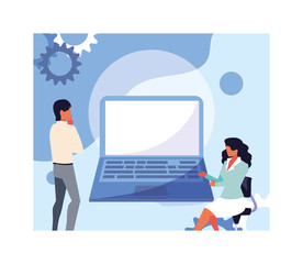 couple of people business in meeting on global planning and marketing research