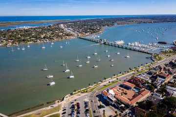 Fototapeta premium Aerial view Saint Augustine and bridge of lions