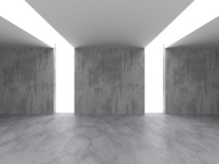 Dark concrete empty room. Modern architecture design