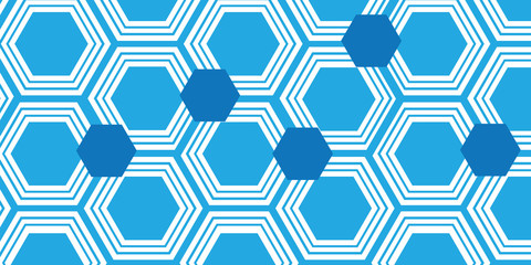 Blue hexagon grid seamless pattern
