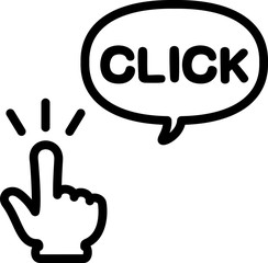指さす手とCLICKの文字のアイコン