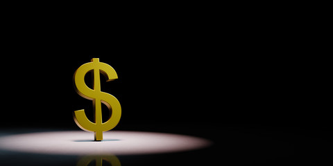 Dollar Sign Shape Spotlighted on Black Background