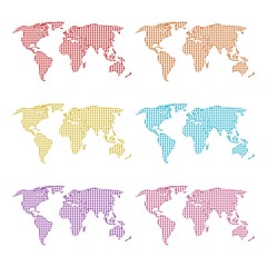 World map infographic color icon set on white