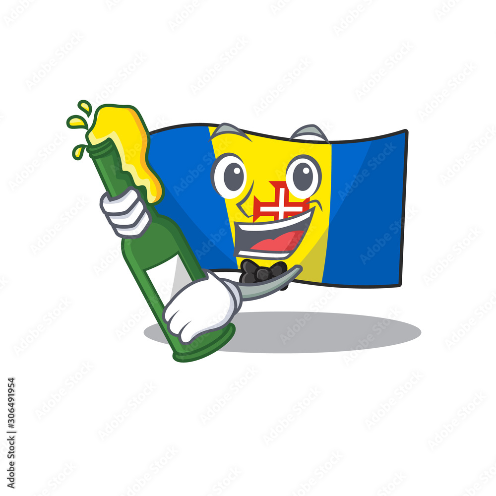 Canvas Prints Cool flag madeira with beer mascot cartoon style