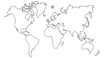 Türaufkleber Vector illustration World map outline on white isolated background.  © ArtemKiryanov