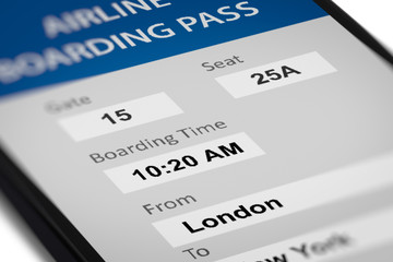 Boarding Pass With Count Up Timer on Smart Phone Screen. 