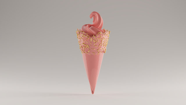 Pink and Gold Gourmet Ice Cream Front View 3d illustration 3d render	