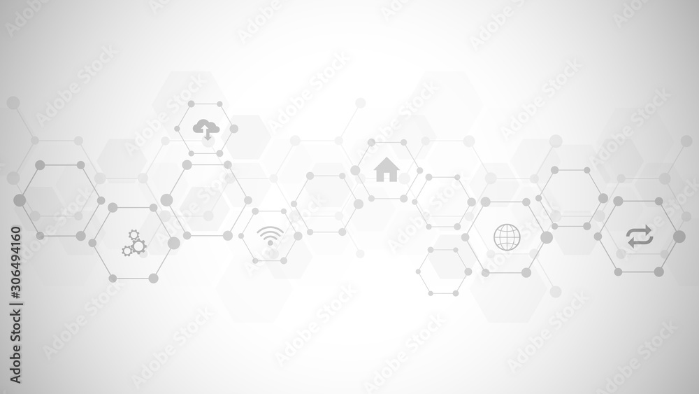 Aufkleber technology background with flat icons and symbols. concept and idea for internet of things, communic