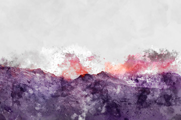 Abstract painting of colorful mountain range, Digital painting