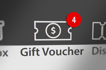 Gift Voucher Icon with Counting Numbers. Online Shopping Concept