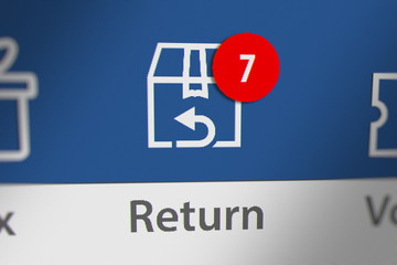 Return Icon with Counting Numbers. Online Shopping Concept