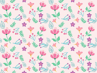 Flower pattern, Vector illustration of a beautiful floral bouqu, Ditsy floral background or wallpaper, fabric, Liberty style, covers, manufacturing, print, gift wrap.