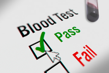 Blood Test Checkbox Marking Survey. Checking Pass Option on White Background