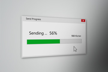 Sending File With Progress Bar, Closeup Process of Sending File