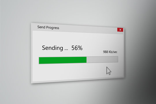Sending File With Progress Bar, Closeup Process of Sending File
