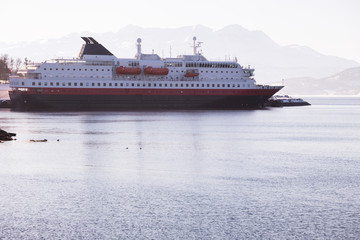 Fototapeta na wymiar cruise service vessel Hurtigruten