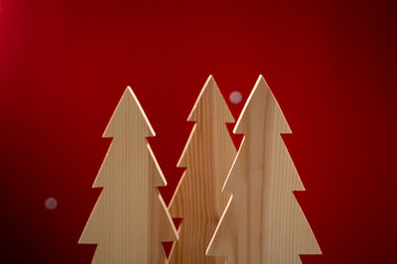 Holiday red and wood conceptual card