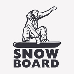 snowboarder black and white design element illustration