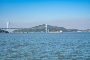 Prospect of Humen Bridge above the Pearl River Estuary, Guangdong, China