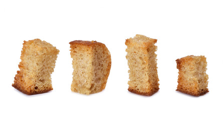 roasted dry bread slices, isolated.Entire image in sharpness.