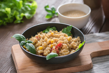 Quinoa salad with sweet corn and tomatoes