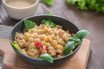 Quinoa salad with sweet corn and tomatoes
