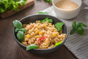 Quinoa salad with sweet corn and tomatoes
