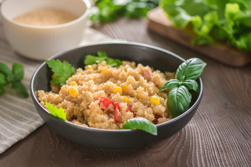 Quinoa salad with sweet corn and tomatoes