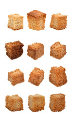 roasted dry bread slices, isolated.Entire image in sharpness.