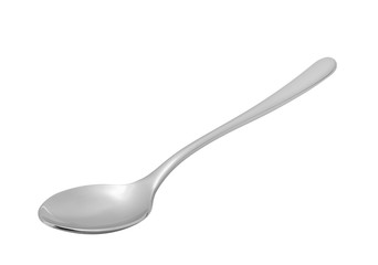 steel metal spoon isolated on white.Entire image in sharpness. - obrazy, fototapety, plakaty