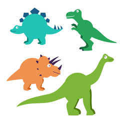 Set of cartoon dinosaurs characters - t rex etc