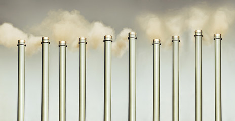 Chimneys and smokestack pollution - concept