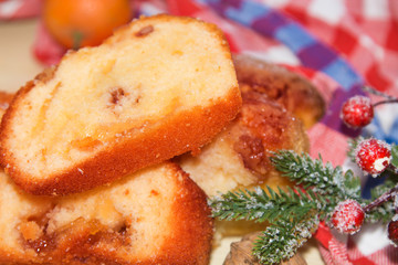 Christmas cake with nuts and orange