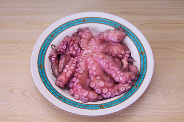 seafood, fresh octopus on the plate