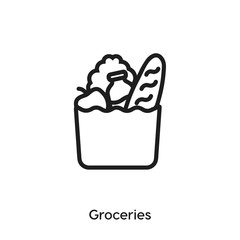 Groceries icon vector. Groceries icon vector symbol illustration. Modern simple vector icon for your design. Groceries icon vector.	