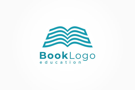 Open Book Logo Education Flat Vector Design