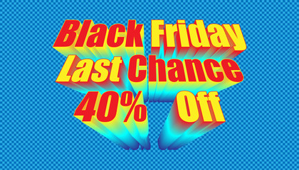 retro black friday last chance 40% off. plaid blue color background style. vector illustration eps10