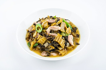 Chinese delicious home cooking sauerkraut fried lean meat