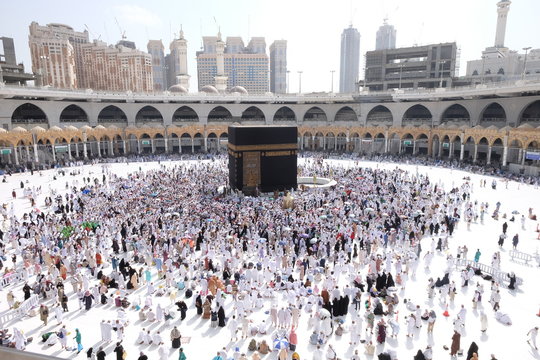 Muslim Pilgrims at The Kaaba in The Haram Mosque of Mecca, Saudi Arabia, during Hajj.