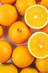 Fresh Nangan Navel Orange and pulp slices on white background