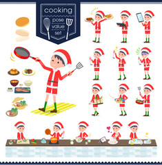 Fototapeta premium flat type boy Santa Claus_cooking