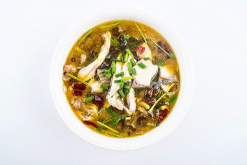 Chinese Chongqing cuisine golden yellow hot and sour delicious sauerkraut fish