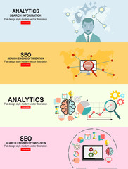 Flat illustration web analytics design , SEO optimization