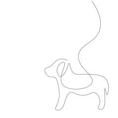 Cute puppy animal one line drawing, vector illustration	