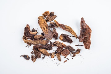 Chinese herbal medicine bone broken tonic on white background